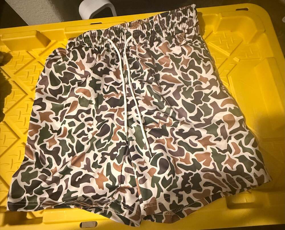 Unbranded Hunting Camo Pattern Drawstring Elastic Waist Athletic Shorts